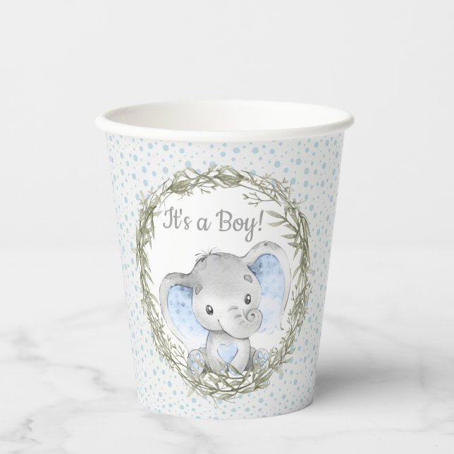 Sweet Boy Elephant Baby Duschpapier Tassen Pappbecher (Vorderseite)
