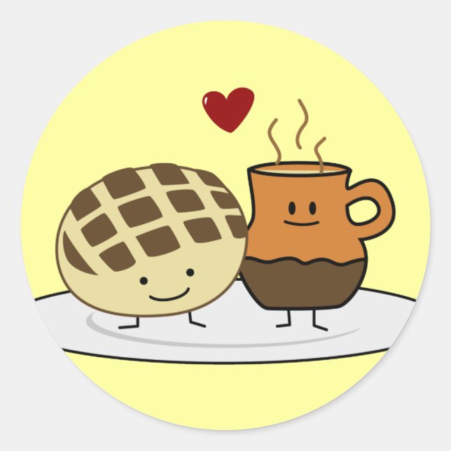 Sweet Bread Hot Chocolate Pan dulce Mexican concha Runder Aufkleber (Vorderseite)