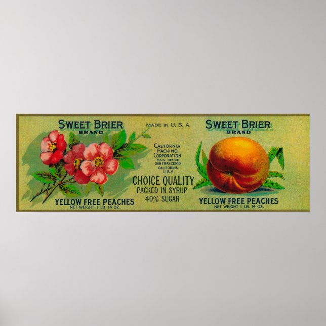 Sweet Brier Peach Label Poster (Vorne)