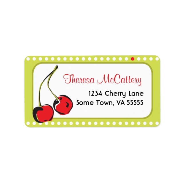 Sweet Bright Red Cherry Address Label Adressaufkleber (Vorne)