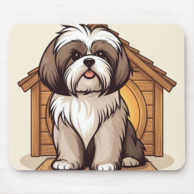 Sweet Brown and White Shih Tzu Mousepad (Cute adorable Shih Tzu mouse pad!)