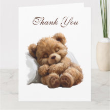 Sweet Brown Teddy Bear Sleeping Baby