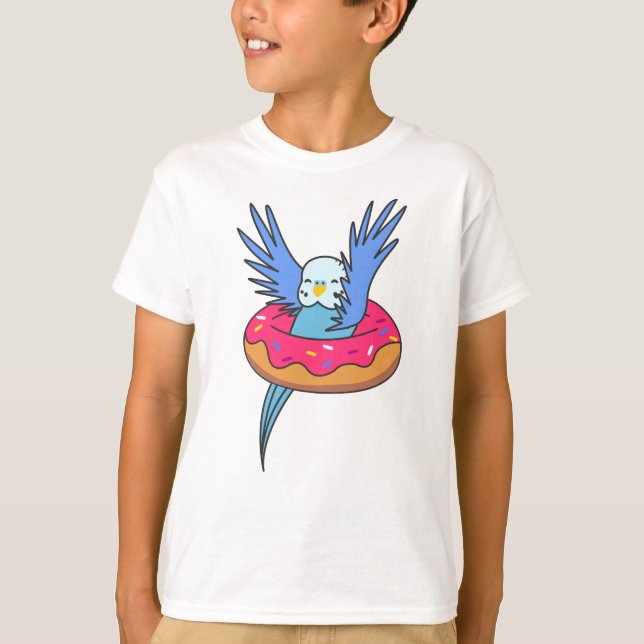 Sweet Budgies Funny Animes in Donut Pink T-Shirt (Vorderseite)