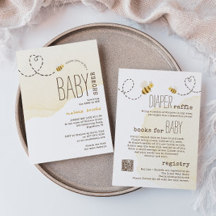 Sweet Bumble Bee All in One Baby Shower Einladung