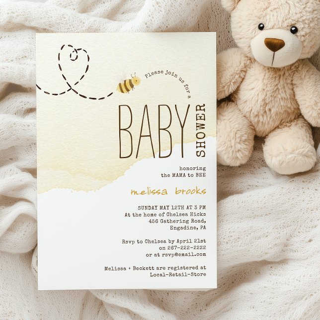 Sweet Bumble Bee Baby Dusche Einladung (Von Creator hochgeladen)