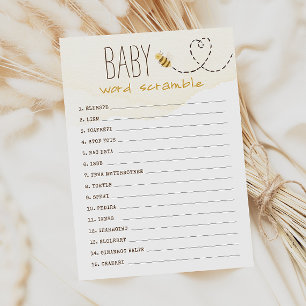 Sweet Bumble Bee Baby Word Scramble Carte de jeu
