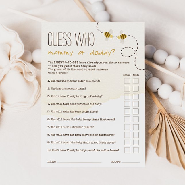 Sweet Bumblebee Devine Qui Maman Ou Papa Carte De  (Créateur téléchargé)