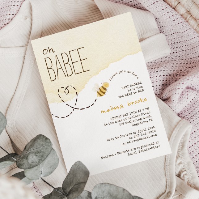 Sweet Bumblebee "Oh Babee" Babydusche Einladung (Von Creator hochgeladen)