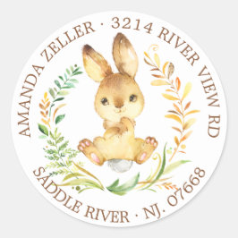Sweet Bunny Baby Dusche Rücksendeadresse Etikett Runder Aufkleber