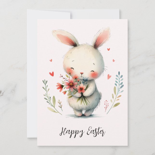 Sweet Bunny & Blooms – Easter Joy Karte (Vorderseite)