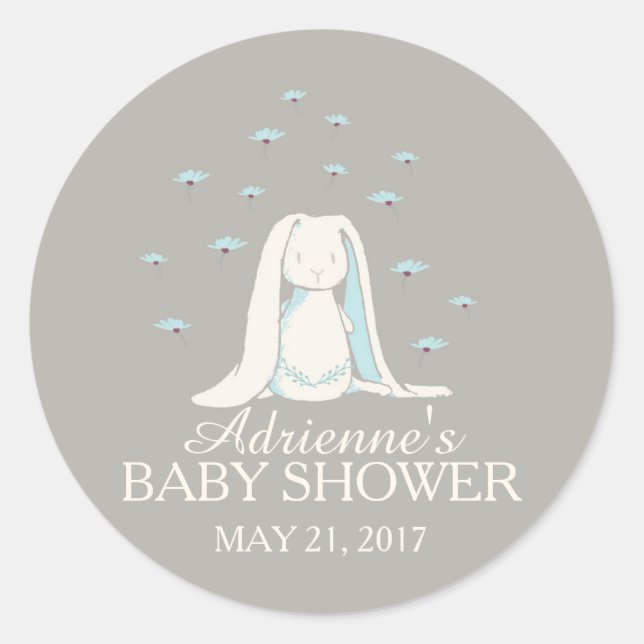 Sweet Bunny Boys Baby Showaufkleber Runder Aufkleber (Vorderseite)