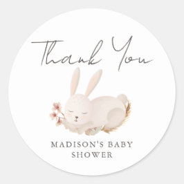 Sweet Bunny Calligraphy Baby Dusche Vielen Dank Runder Aufkleber