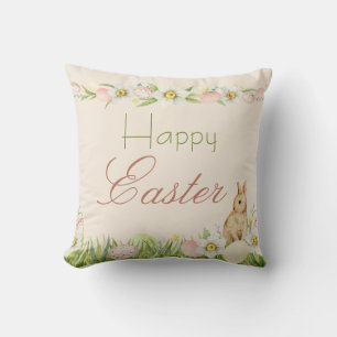 Sweet Bunny Happy Oster Floral Wasserfarbe Kissen