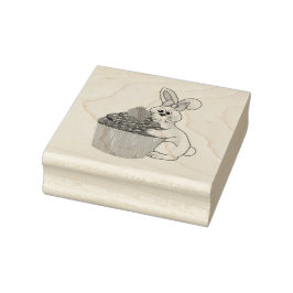 Sweet Bunny Hugging Strawberry Cupcake Gummistempel