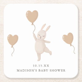 Sweet Bunny mit Heart Balloon Baby Dusche Rechteckiger Pappuntersetzer