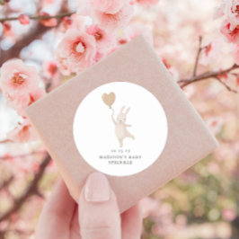 Sweet Bunny mit Herzballon Baby Sprinkle Datum Runder Aufkleber