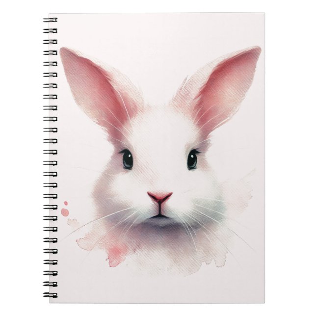 Sweet Bunny : Pastel Pink Spiral Notebook Notizblock (Vorderseite)