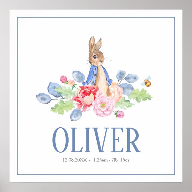 Sweet Bunny Rabbit | Individuelle Name New Baby Bi Poster (Vorne)