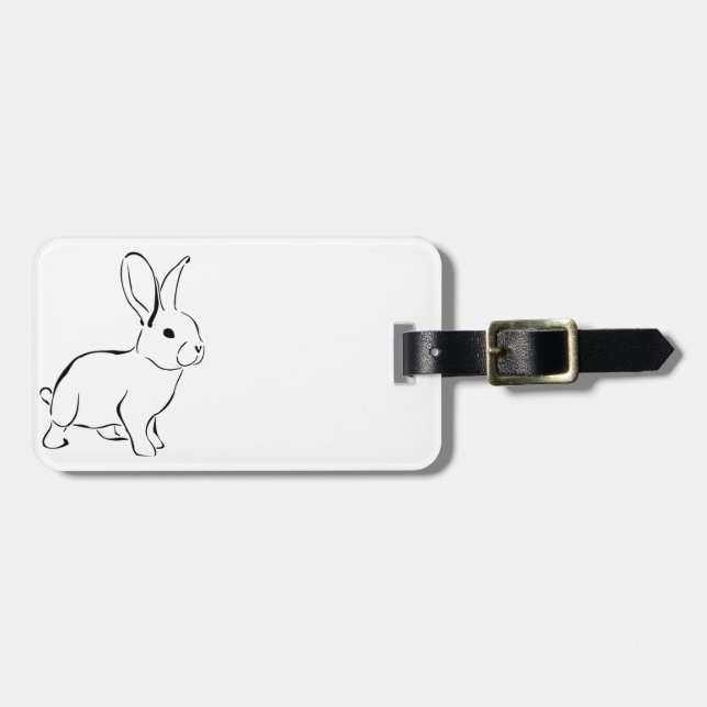 Sweet Bunny Rabbit Niedlich Nature Cartoon Art Gepäckanhänger (Vorderseite horizontal)