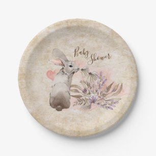 Sweet Bunny Rabbit und Blume Girls' Baby Dusche Pappteller