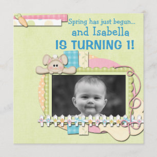 Sweet Bunny Spring Summer First Geburtstag Einladung