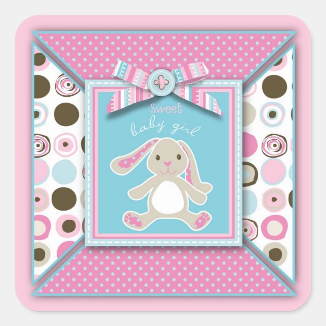 Sweet Bunny Square Sticker (Vorderseite)