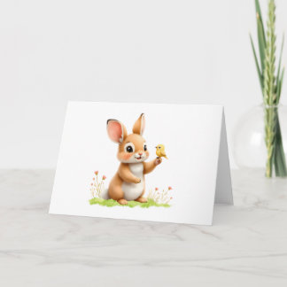 Sweet Bunny und Bird Friendship Blank Gruß Karte