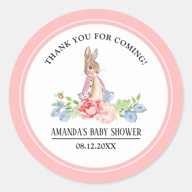 Sweet Bunny Vielen Dank Baby Dusche Gefallen Stick Runder Aufkleber (Vorderseite)