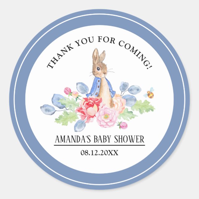 Sweet Bunny Vielen Dank Baby Dusche Gefallen Stick Runder Aufkleber (Vorderseite)