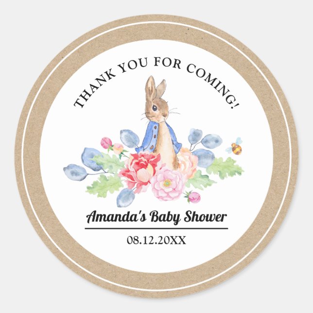 Sweet Bunny Vielen Dank Baby Dusche Runder Aufkleber (Vorderseite)