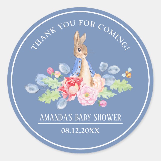 Sweet Bunny Vielen Dank Baby Dusche Runder Aufkleber (Vorderseite)
