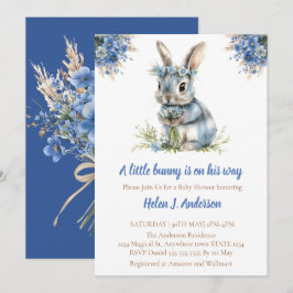 Sweet Bunny Watercolor Blume Babydusche Einladung
