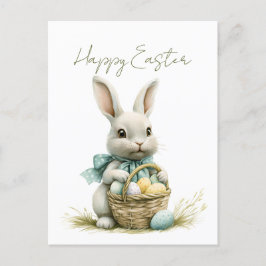 Sweet Bunny Watercolor Blumenoster Feiertagspostkarte