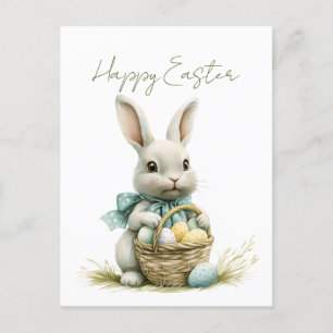Sweet Bunny Watercolor Blumenoster Feiertagspostkarte