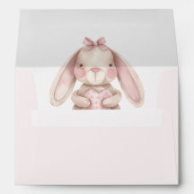 Sweet Bunny Watercolor Pink Baby Shower 