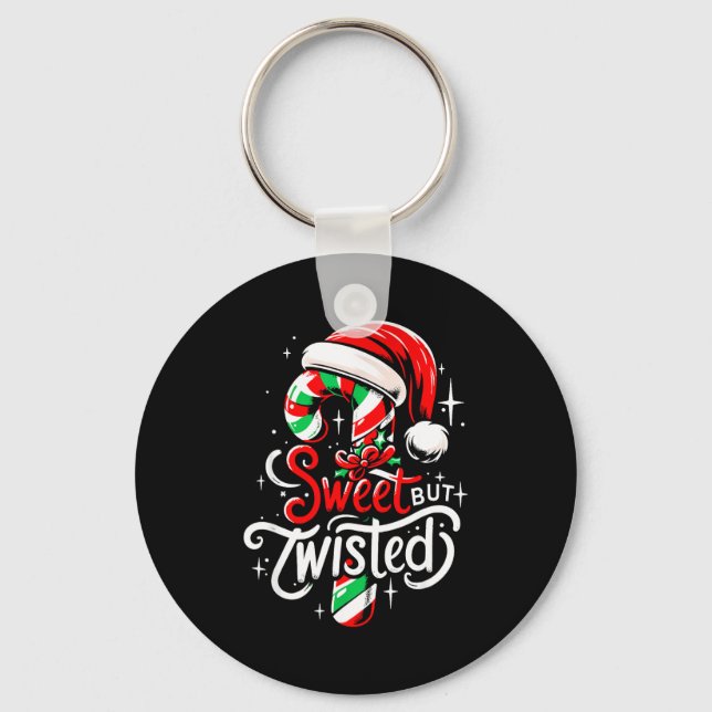 Sweet But Twisted Funny Christmas Candy Cane Xmas  Schlüsselanhänger (Vorderseite)