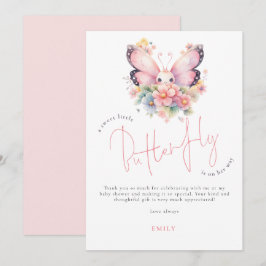 Sweet Butterfly ist auf dem Weg Baby Dusche Danke Karte