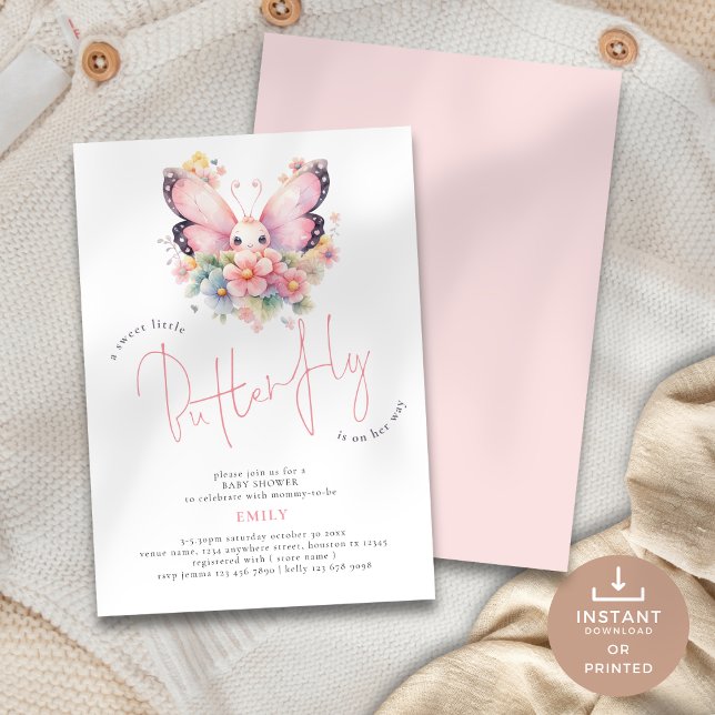 Sweet Butterfly ist unterwegs mit einer Baby-Dusch Einladung (Von Creator hochgeladen)