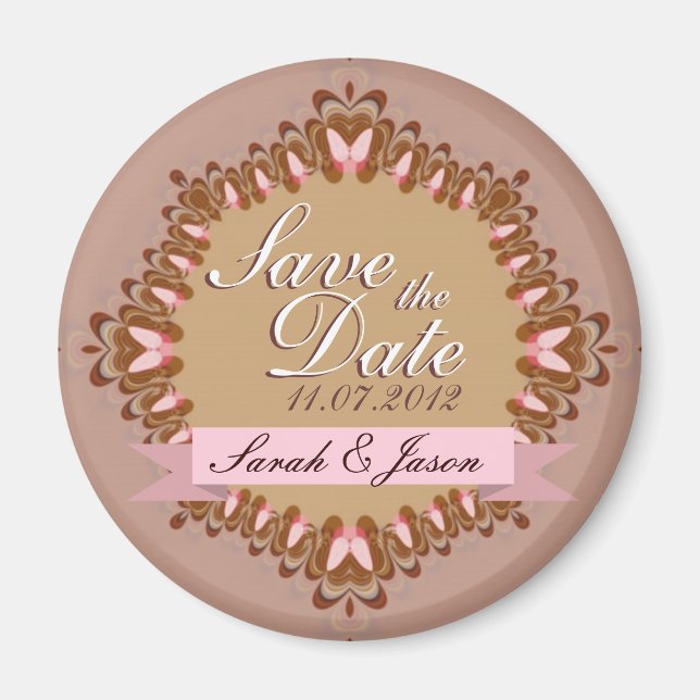 Sweet Butterfly Lace Save the Date Wedding Magnet (Vorne)