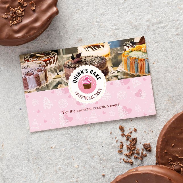Sweet Cake Business | Cake Shop Pink Visitenkarte (Von Creator hochgeladen)