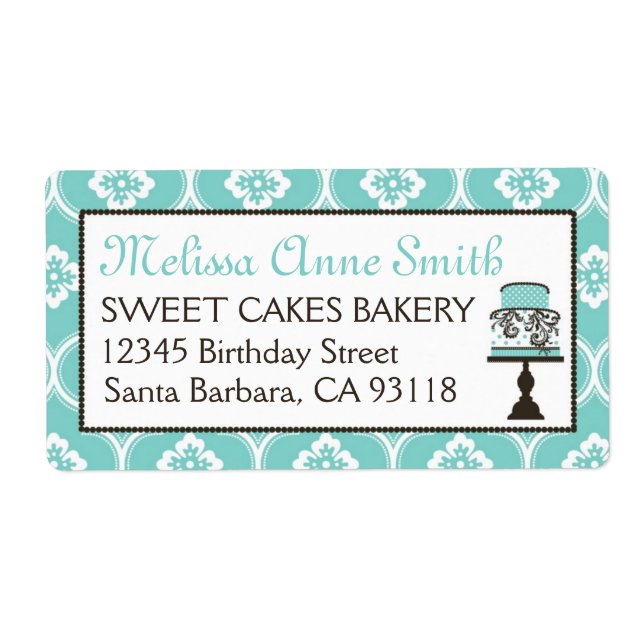 Sweet Cake Business Expédition Étiquette Turq (Devant)