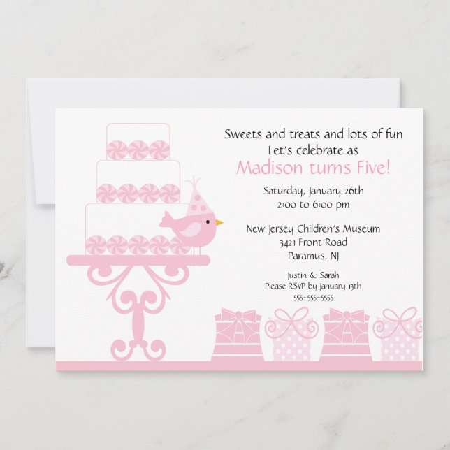 Sweet Cake zum Geburtstag Einladung (Vorderseite)