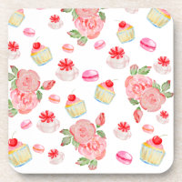 Sweet cakes and roses in watercolour