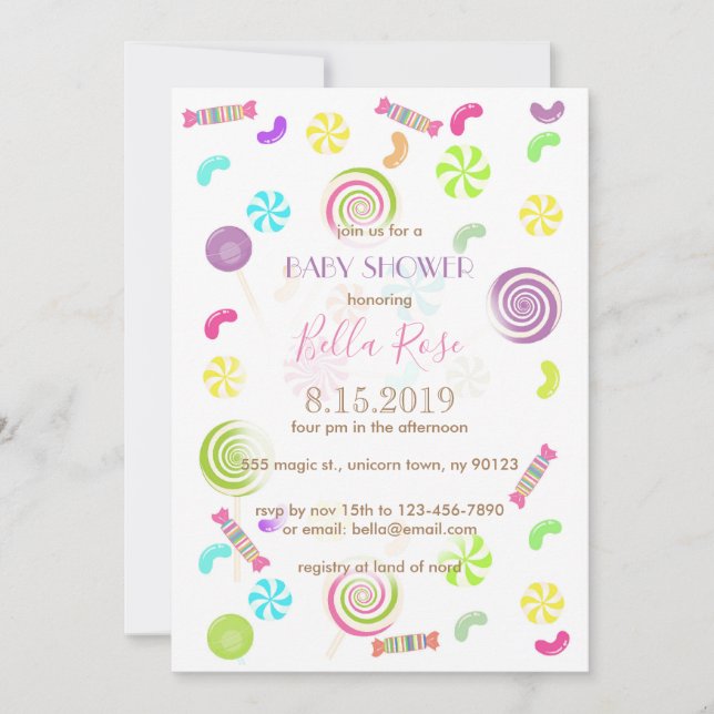 Sweet Candy Baby Shower Invitations (Devant)