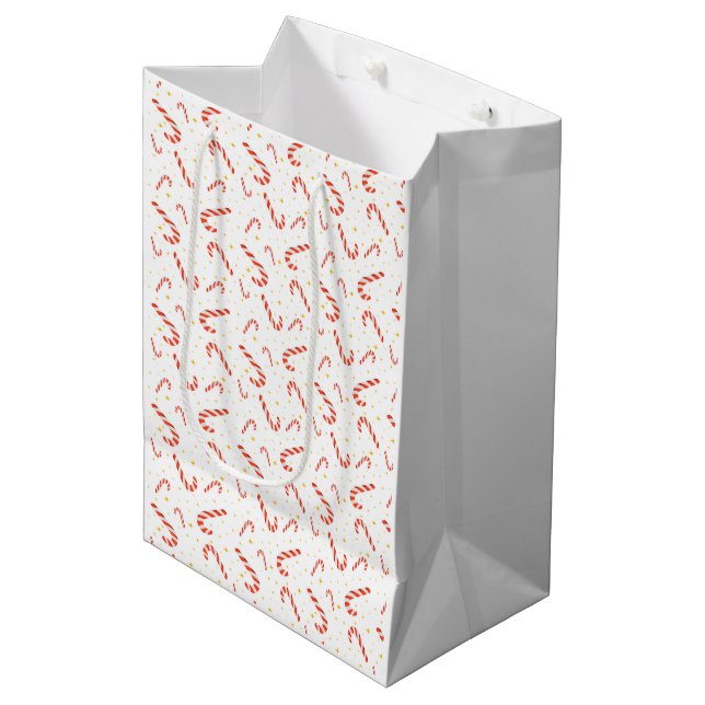 Sweet Candy Cane Christmas Mittlere Geschenktüte (Vorderseite Schrägansicht)