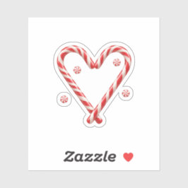 Sweet Candy Cane Heart Christmas Love  Aufkleber