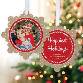 Sweet Candy Cane Photo Christmas Holiday  Ornament Karte