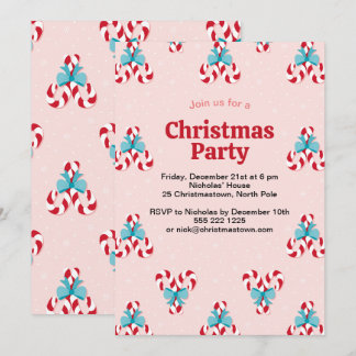 Sweet Candy Canes and Bows Weihnachten Einladung