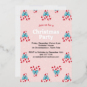 Sweet Candy Canes and Bows Weihnachten Folieneinladung