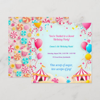 Sweet Candy Carnival Annival Fête Invitation